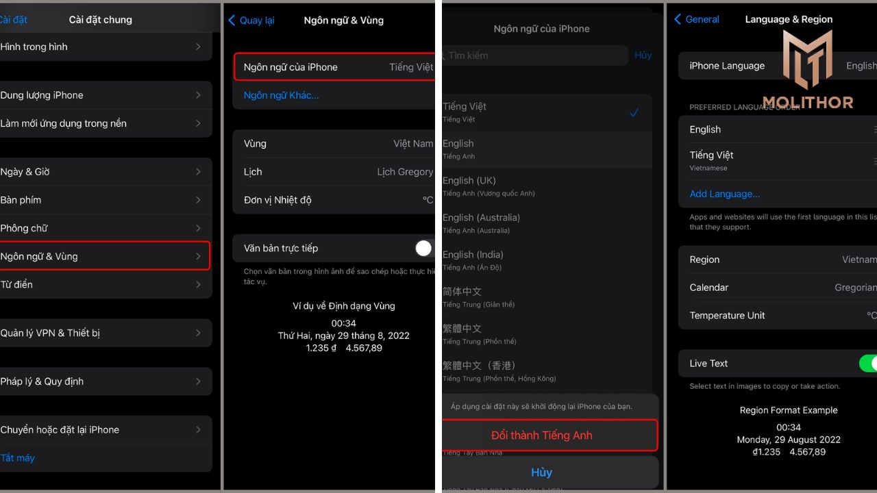 Hướng dẫn xoá hoặc thay đổi ngôn ngữ ưu tiên trên iPhone